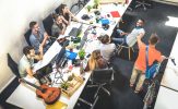 thumbnail Employee workers group having fun at urban alternative studio wi